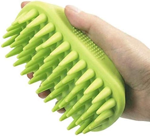 Pet Silicone Shampoo Brush for Long & Short Hair Medium Large Pets Dogs Cats,Shower Wash Curry Brush,Dog hair Products Accessories Dog Back Massage for Long & Short Hair Small Large Pets Dogs(Green)