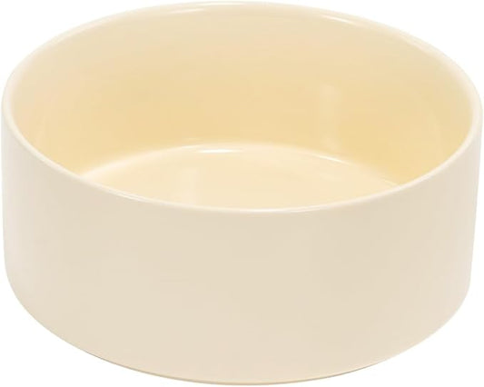 SPUNKYJUNKY 60 OZ Ceramic Dog and Cat Bowl, Modern Cute Weighted Food Water Bowl for Replacement Beige (1 Pack)