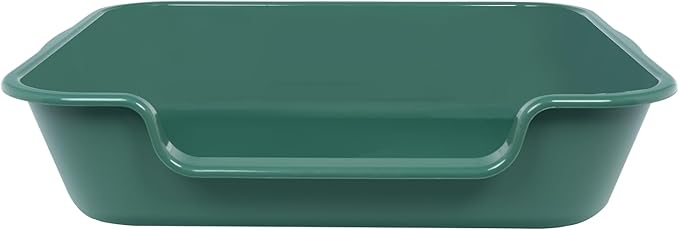2 Pack of Extra Large Cat Litter Box (ABS Material), Low Entry Senior Litter Pen for Geriatric Kitty Big Cats, Jumbo Pet Safe Litter Boxes Tray for Indoor Pets Potty (Green, 24" L x 20" W)