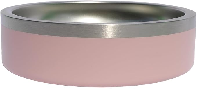 Custom Dog Bowl with Large Name - 304 Stainless Steel, Personalized Engraved, Nonslip, Custom Cat Bowl, Feeder, Pet Supplies, Food (Light Pink, Small -18oz)