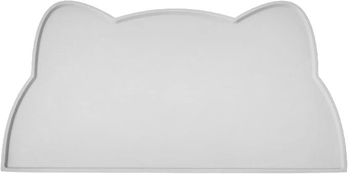 Cat Food Mat, Silicone Pet Feeding Mat for Floor Non-Slip Waterproof Dog Water Bowl Tray Cushion (17" x 10", Light Gray)