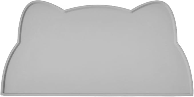 Cat Food Mat, Silicone Pet Feeding Mat for Floor Non-Slip Waterproof Dog Water Bowl Tray Cushion (17" x 10", Dark Gray)
