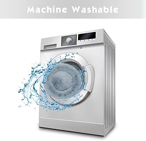 Anti Anxiety Round Fluffy Plush Faux Fur Warm Washable Dog Bed & Cat Bed, Original Bed for Small Medium Large Pets,Used to Relieve Joints and Improve Sleep（20"/24"/27''） (24", Light Grey)