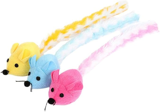 BESPORTBLE 3Pcs Colorful Catnip Plush Mice - Interactive Cat Teaser for Indoor Cats Engaging Chewing