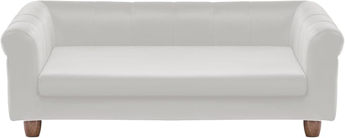 Critter Sitters 42-In. Elegant Cream Faux-Velvet Rectangular Dog Sofa for Medium and Large Dogs, Durable Elevated Dog Sofa Bed, Comfortable Dog Couch, Modern and Stylish Dog Sofa for Large Dogs