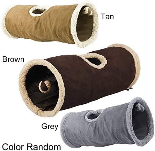 ALL FOR PAWS AFP Crinkle Cat Tunnel Cat Toys (Lambswool),You Will Receive Either a Brown or Gray or tan Toy