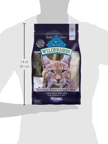 Blue Buffalo Wilderness Natural Mature Dry Cat Food for Cats 7+ Years, High-Protein and Grain-Free Diet, Supports Immune System Health and Energy to Stay Active, Chicken, 5-lb. Bag