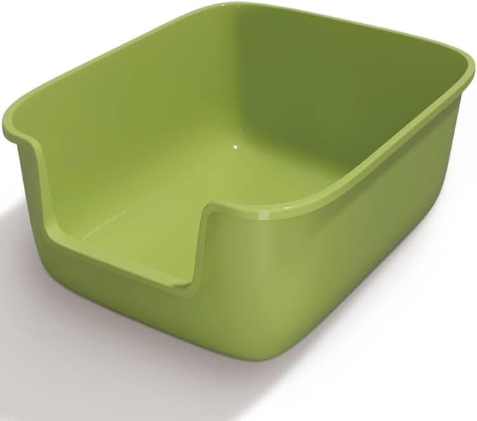 Vealind Large Cat Litter Box High Sided and Side Entry Cat Litter Pan 50 x 40 x 22 CM, Anti-Splashing Deep Tall Cat Boxes for Indoor Cats Basics Kitty Litter Box (Green)