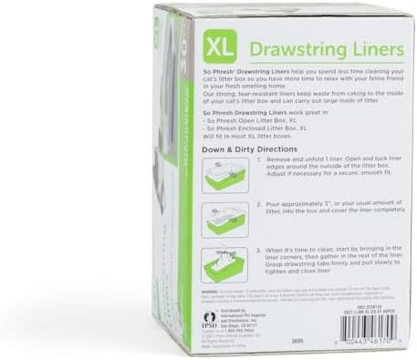 So Phresh Drawstring Cat Litter Box Liners with Fresh Water Scent 38.3" L X 16.3" W Count of 30