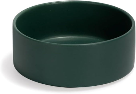 SPUNKYJUNKY 13.5OZ Ceramic Dog and Cat Bowl, Modern Cute Weighted Food Water Bowl for Replacement Green (1 Pack)