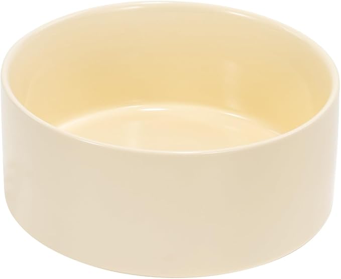SPUNKYJUNKY 28.7OZ Ceramic Dog and Cat Bowl, Modern Cute Weighted Food Water Bowl for Replacement Beige (1 Pack)