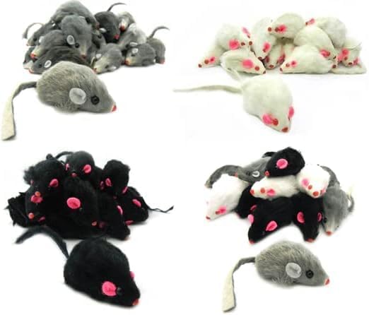 5 Pcs Gray Fur Rattle Mouse Cat Toy Mice Animal Toy Pet Supplies Furry Play Combo - Cat Toy Mix