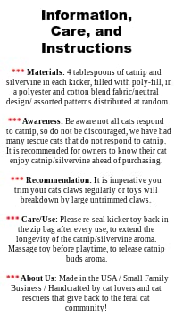 One Catnip kicker toy 11"/30 designs, silver vine toys, Cat kicker toy, Christmas gifts for cats, Cat birthday gift, Kicker stick, toys for indoor cats, cat gifts under 10, Made in USA