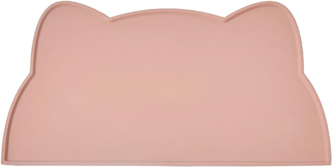 Cat Food Mat, Silicone Pet Feeding Mat for Floor Non-Slip Waterproof Dog Water Bowl Tray Cushion (20" x 12", Tea Rose)
