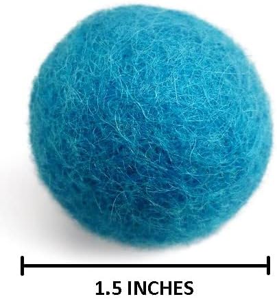 Wool Cat Toys - Felt Cat Toy Balls for Small Pet Fetch and Play - Eco Friendly Quiet Wool Ball Cat Toy for Cats and Kittens - Choose Your Colors (Aqua)