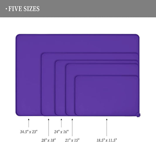 Waterproof Pet Feeding Mat with High Raised Edges, Heavier and Thicker Placemats for Cat Dog Water Bowl with BPA Free, Dogs Cats Food Mats for Messy Drinkers to Prevent Spill and Protect Floors