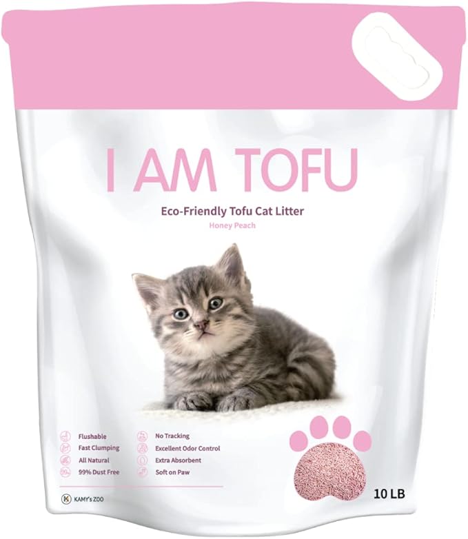 I AM TOFU - Tofu Cat Litter, Natural Flushable Extra Clumping Pellet Litter, 10LB x 3 (Honey Peach 2 & Original 1)