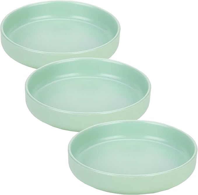 Ceramic Cat Bowls,Shallow Cat Dishes for Food and Water, 6 inch Matte Finish Wide Cats Food Bowl,Whisker Fatigue Free Pet Puppy Kitten Bowl Set of 3,Dishwasher Safe