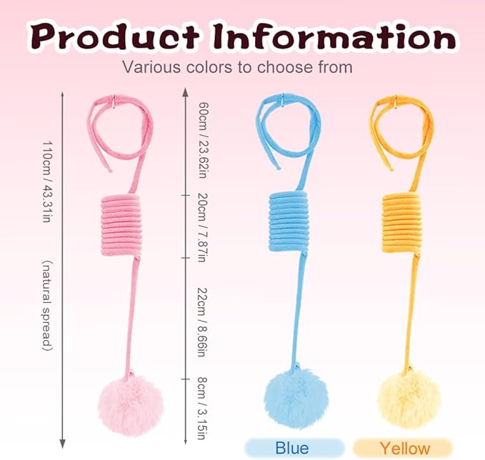 Hanging Fluffy Cat Catnip Ball Toys,2025 New Interactive Cat Toy for Indoor,Kitten Play Chase Exercise Toys,Long Tail Stretchable Soft Plush Teaser Ball with Bell (Yellow)