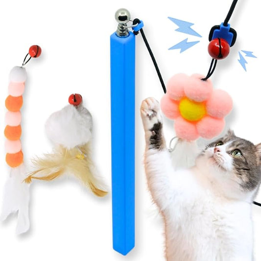 Magnetic Catch Wand (Max 40") Cat Toy – Interactive Telescoping Wand for Indoor Cats and Kittens, Magnetic Easy Catch & Release, Durable Enrichment Toy with 3 Lures