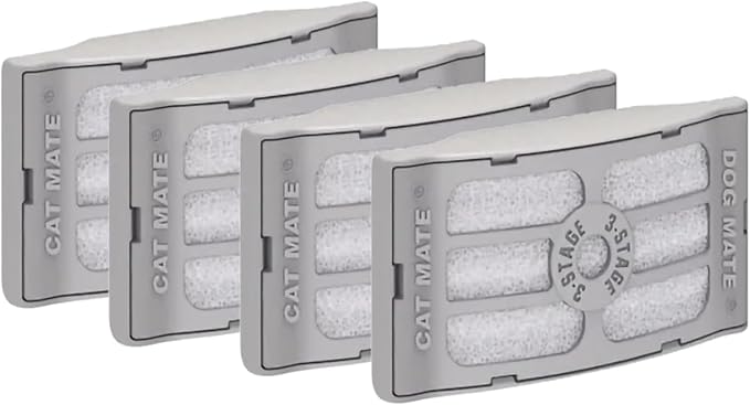 Cat Mate Genuine Replacement 3-Stage Filter Cartridges (386) - Use with Cat & Dog Mate Pet Fountains Models 335, 385, 410, 411, 412 and 413 (Pack of 4)