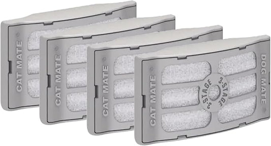 Cat Mate Genuine Replacement 3-Stage Filter Cartridges (386) - Use with Cat & Dog Mate Pet Fountains Models 335, 385, 410, 411, 412 and 413 (Pack of 4)
