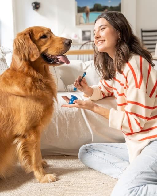 Pet Toothbrushing Assistant for Puppies' Dogs and Cats Allows You to Brush Your pet’s Teeth Without Constantly Worrying About Getting Bitten. (Blue, Small)