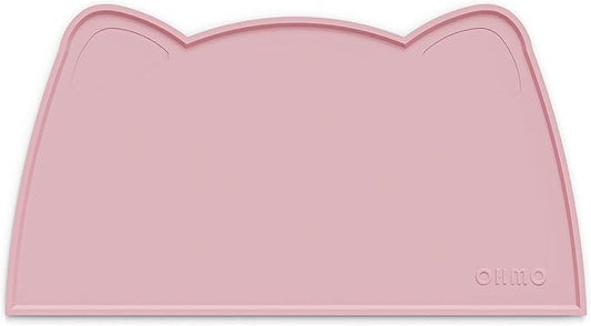 OHMO - Cat Food Mat, Silicone Pet Feeding Mat for Floor Non-Skid Waterproof Dog Water Bowl Tray, Easy to Clean Pet Placemat (Pink, 18 * 9.8'')