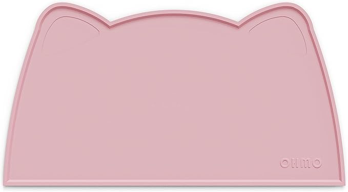 OHMO - Cat Food Mat, Silicone Pet Feeding Mat for Floor Non-Skid Waterproof Dog Water Bowl Tray, Easy to Clean Pet Placemat (Pink, 20 * 12'')