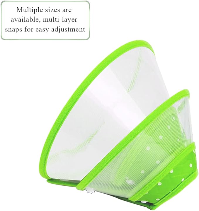 Pet Cone Recovery Dog Cone Adjustable Dog Collar Clear Padded Collar with Breathable Soft Edge, Plastic Puppy Cone Protect The Neck Surgery Recovery, Designed for Cats and Puppies (Small, Green)