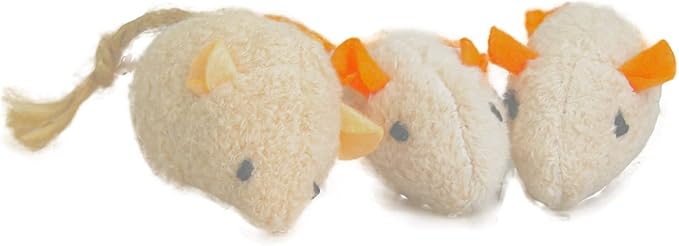 emours 12 Piece Pack Furry Mice Cat Toy Realistic Fur Mice Toys,Colors Varies