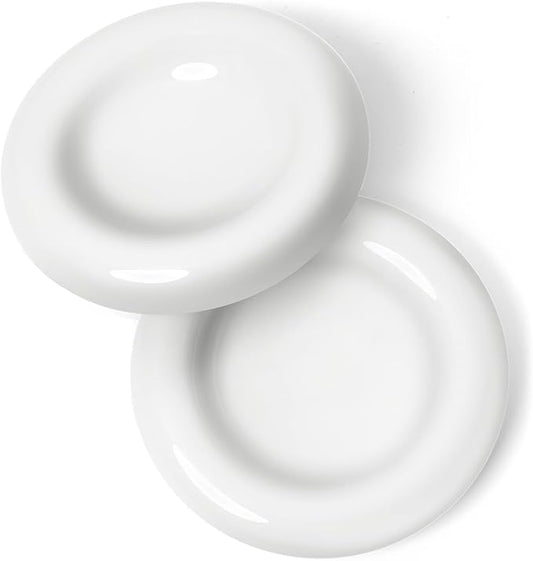 CatGuru Cat Food Bowl, Ceramic Bowls for Indoor Cats, No Spill Cat Feeding Bowl, Whisker Stress Free Kitten Bowls, Non Skin Pet Bowls for Food and Water (Torus - Set of Two, White)