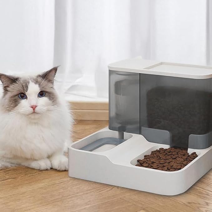 FAMILY'S BACKYARD Cat Bowls for Indoor,Automatic Cat Feeder,Dog Food Dispenser,Fully Enclosed Water Storage and Grain Storage Dual Function Pet Food Bowl,Size 30 * 25 * 22CM