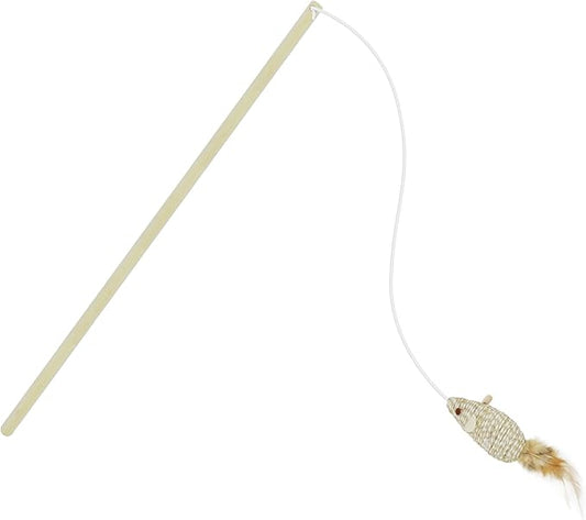 TTcat Cat Wand Toy for Indoor Cats, Natural Wood Cat Wand Toy with Feather Mice Toy,Interactive Cat Toy Kitten Toy for Indoor Cats to Play Chase Exercis