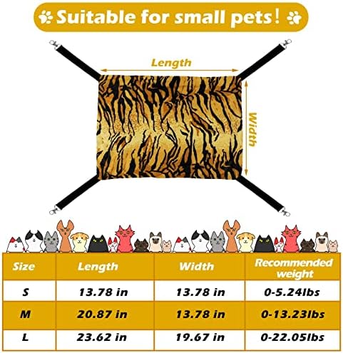 2 Pieces Reversible Cat Hanging Hammock Soft Breathable Pet Cage Hammock with Adjustable Straps and Metal Hooks Double Sided Hanging Bed for Small Dogs Rabbits(Zebra, Tiger Stripes,L)