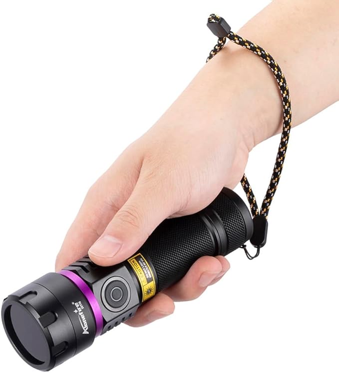 ALONEFIRE SV116 365nm UV Flashlight 60W Powerful Blacklight USB C Rechargeable Black Light for Pet Urine Detector, Scorpion, Resin, Bed Bug, Fishing with UV Protective Glasses, Rechargeable Battery
