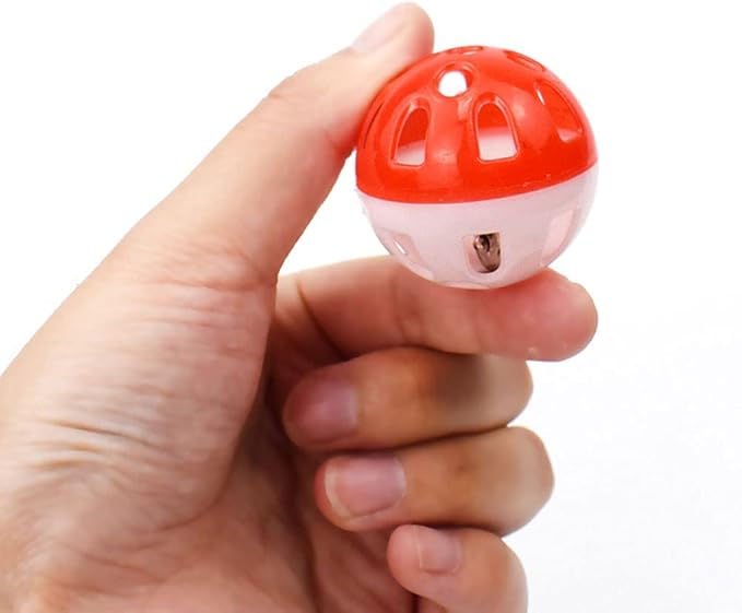 12PCS 4CM Cat Toy Ball with Bell, Pet Ball Kitten Toy with Bell Cat Jingle Balls for Cats Kitten, Plastic Jingle Balls Pounce Chase Rattle Toys, Random Color