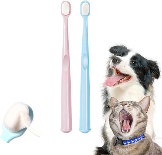 Extra Soft Small Dog Toothbrush Kit, Cat Dental Toothbrush Silicone, Easy to Handle Teeth Cleaning Head, Pet Deep Clean Dense Brush, Safe and Effective Oral Care, Brush Away Breath, 2 Pack