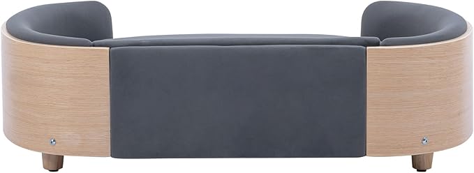 HomSof 38.58" Scandinavian Style Elevated Dog Cat Bed Pet Sofa with Solid Wood Legs and Bent Wood Back with Velvet Cushion,Large Size，Dark Grey