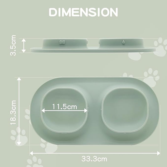 Dog Food Bowls Pet Bowls & Dog Water Bowls with No-Spill and Non-Skid, Feeder Bowls with Dog Bowl Mat for Small Medium Large Size Dogs Cats Puppy Pets, Dog Dishes (Green)