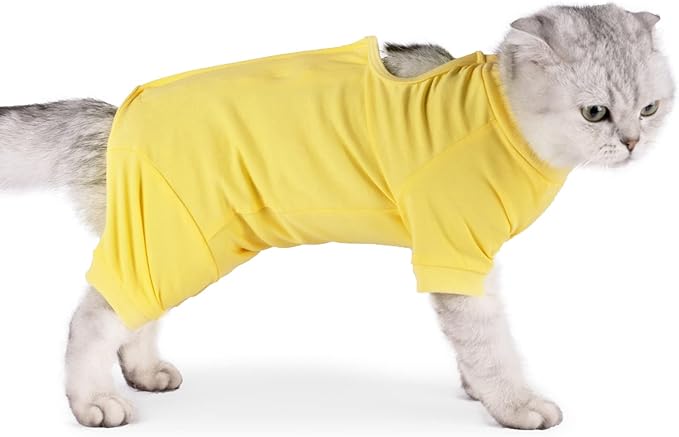 LIANZIMAU Cat Surgical Recovery Suit Professional for Male Female Dog Abdominal Wounds Cone E-Collar Alternative Anti-Licking Pet Surgical Recovery Pajama Suit Soft Fabric Onesie for Cats