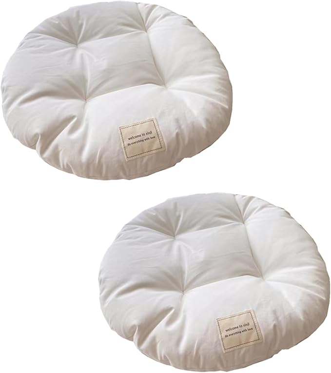SHENGOCASE 2-Pack 15.7" Round Soft Cat Kneading Pillow Cushion Bed for Dog House Perch, Cushion Pad Padding (White)