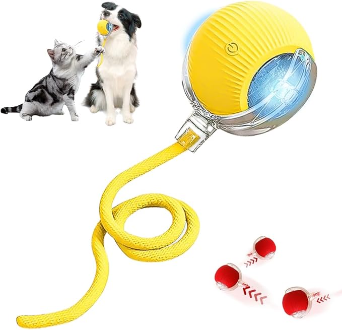 Interactive Cat Toy Balls, Cat Toys for Bored Indoor Adult Cats Peppy Pet Ball for Cats (Yellow)