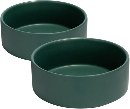 SPUNKYJUNKY 60OZ Ceramic Dog and Cat Bowl, Modern Cute Weighted Food Water Bowl for Replacement Green (2 Pack)