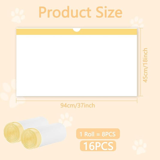 16 Count Cat Litter Box Liners - Large Drawstring Cat Litter Bags, Extra Thick Heavy Duty Durable Litters Tray Pet Cats Pan Liners, Waste Replacement Bags for Self-Cleaning Cats Litter Boxes 18" x 37"