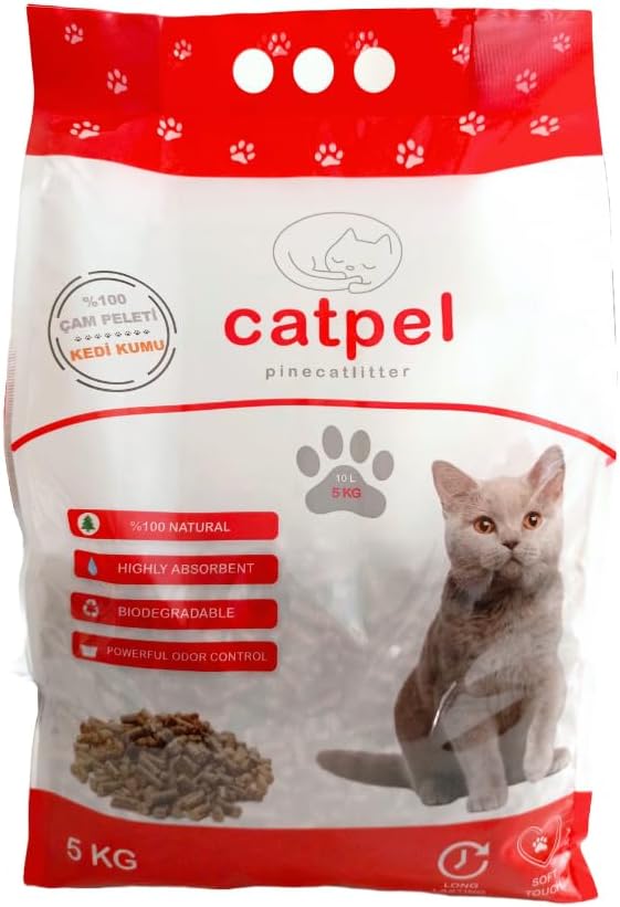 Premium Pine Pellets Cat Litter, 100% All Natural Pellet Kitty Litter, Non Clumping Non Tracking Low Dust Litter Meant for Use with Sifting Litter Box (11 lb)