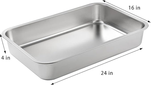Yangbaga Stainless Steel Litter Box for Cat and Rabbit,Odor Control Litter Pan,Non Stick Easy to Clean,Never Bend,Rust Proof High Sides Non Slip Rubber Feets (4 Inches Deep, 24'' x 16'' x 4'')