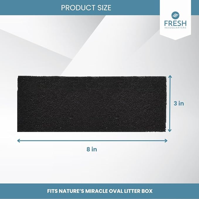 6-Pack Activated Carbon Litter Filters - 8" x 3" Oval Cat Litter Filters Replacement for Odor Elimination - Compatible with Nature Miracle Corner Box & Other Models, USA Made