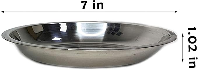 kathson Stainless Steel Whisker Relief Cat Bowl, 4 pcs Shallow and Wide Bowls, Pet Cat & Dog Feeding Large Dishes Fits with Elevated Stands Pet Bowl Stand (7.00 Inch Dia.)