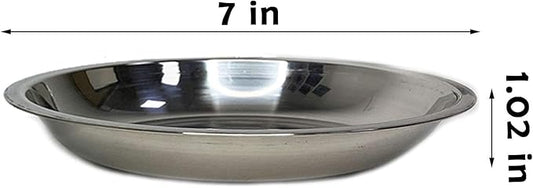 kathson Stainless Steel Whisker Relief Cat Bowl, 4 pcs Shallow and Wide Bowls, Pet Cat & Dog Feeding Large Dishes Fits with Elevated Stands Pet Bowl Stand (7.00 Inch Dia.)